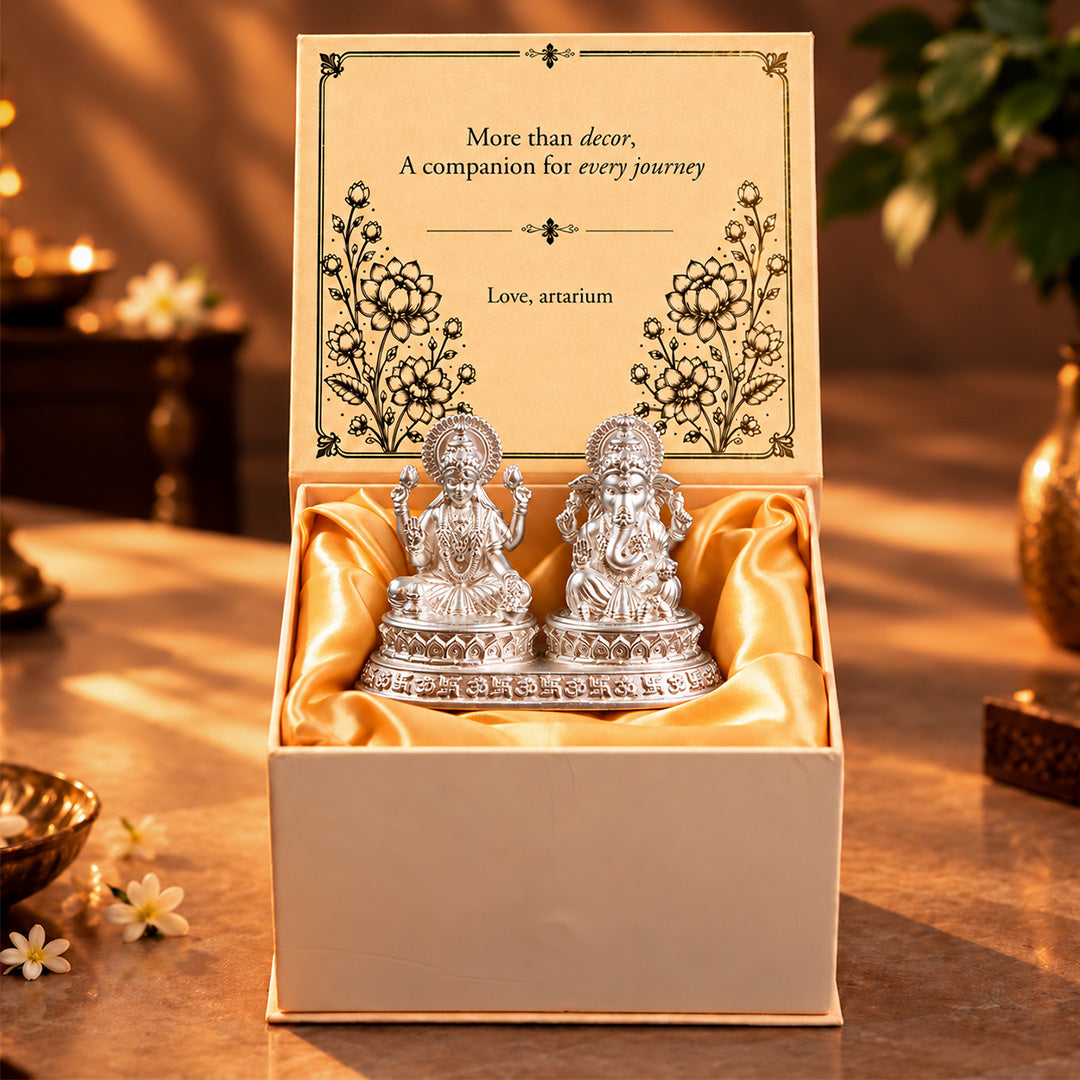 Dhansiddhi Samriddhi Pure Silver Idol Set (Hollow) with Premium Packaging